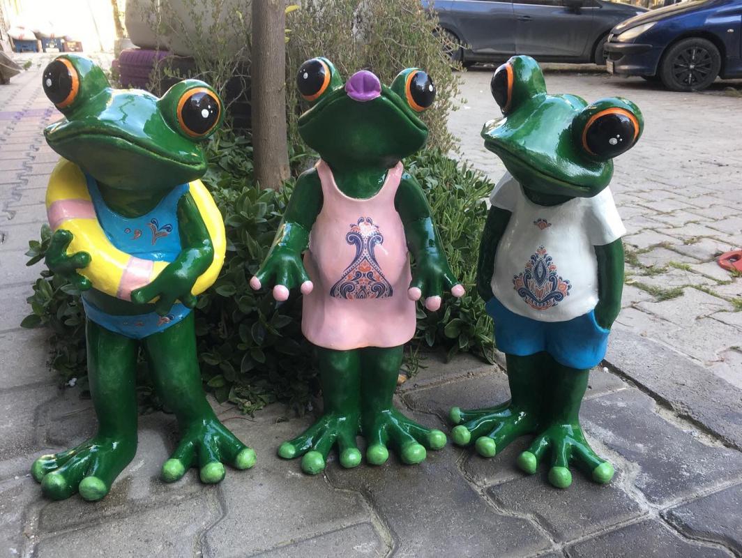 Kurbağa Ailemiz Anne,Baba,Çocuk 3’lü Tasarım Set Bahçelerinize Özel